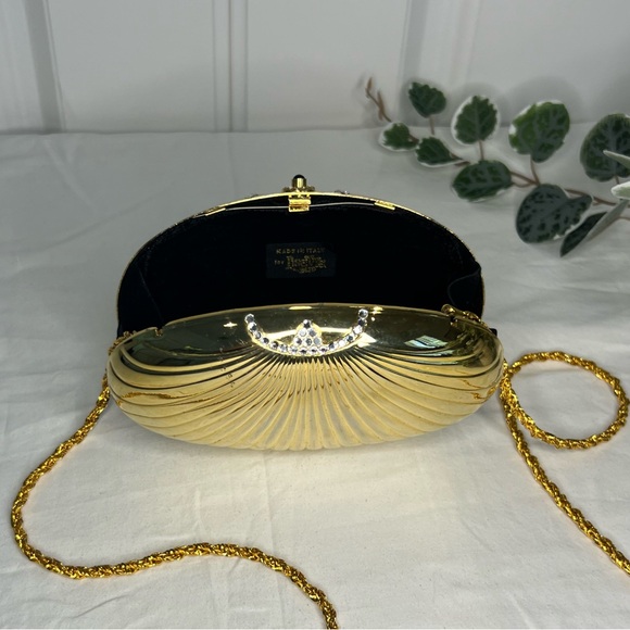 Vintage Gold Lisette Clamshell Purse | Evening Bag | Clutch Crossbody - Picture 6 of 7